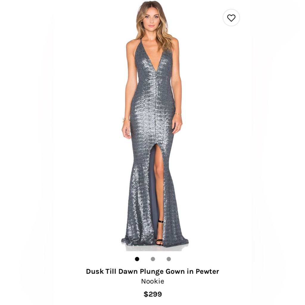 Nookie Pewter Sequin Plunge Maxi Gown